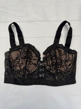 Adore Me Black Lace Longline Temperance Contour Balconette Bra 34DD
